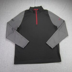 Nike Golf 1/4 Zip Pullover Mens L Black Gray Dri Fit Lightweight Mock Neck Logo